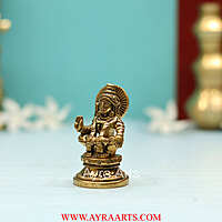 Handmade Brass Ayyappan Swamy A Saint Revered as Incarnation of Dharma - 2.8 Inch Height