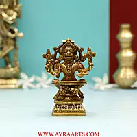 Brass Yoganjaneya Yoga Hanuman Idol for Strength, Devotion & Home Pooja Room - 4.5 Inch Height