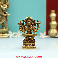 Brass Yoganjaneya Yoga Hanuman Idol for Strength, Devotion & Home Pooja Room - 4.5 Inch Height