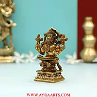 Brass Yoganjaneya Yoga Hanuman Idol for Strength, Devotion & Home Pooja Room - 4.5 Inch Height