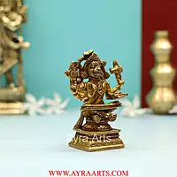 Brass Yoganjaneya Yoga Hanuman Idol for Strength, Devotion & Home Pooja Room - 4.5 Inch Height