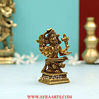 Brass Yoganjaneya Yoga Hanuman Idol for Strength, Devotion & Home Pooja Room - 4.5 Inch Height