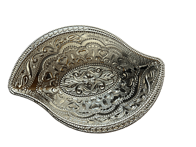 Silver plated plastic decorative plates small with mango design(Pack of 8pcs)