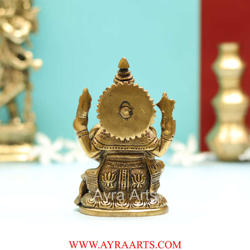 Brass Lord Ganesha Idol Ganpati Murti Statue for Home Pooja - 5 Inch Height