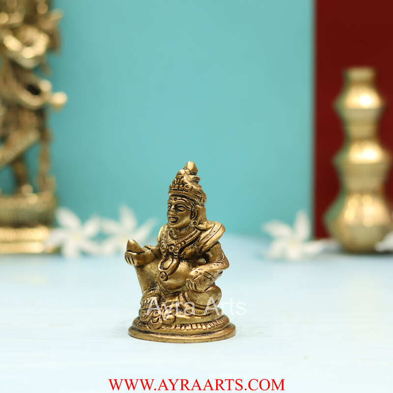 Brass Lord Kuber Statue for Wealth & Prosperity - 3.5 Inch Height