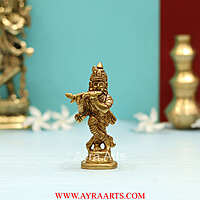 Brass Shri Krishna Idol - 4.5 Inch Height