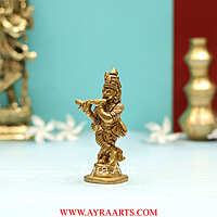 Brass Shri Krishna Idol - 4.5 Inch Height