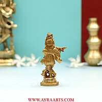 Brass Shri Krishna Idol - 4.5 Inch Height