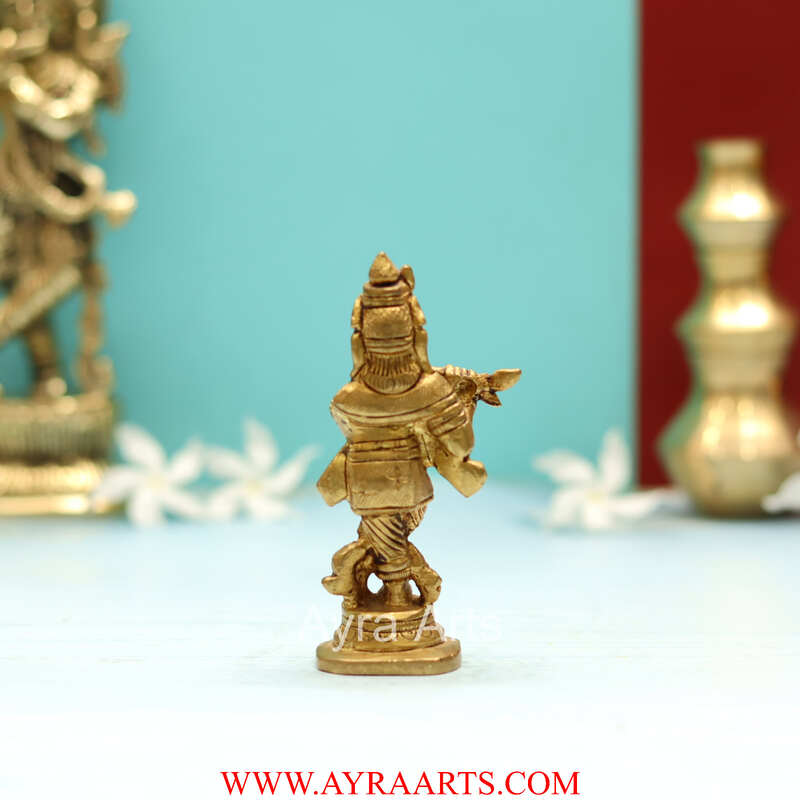 Brass Shri Krishna Idol - 4.5 Inch Height