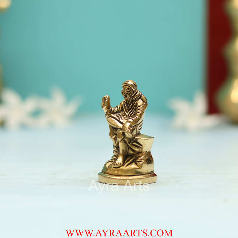 Handmade Shirdi Sai Baba Brass Statue - 2.2 Inch Height
