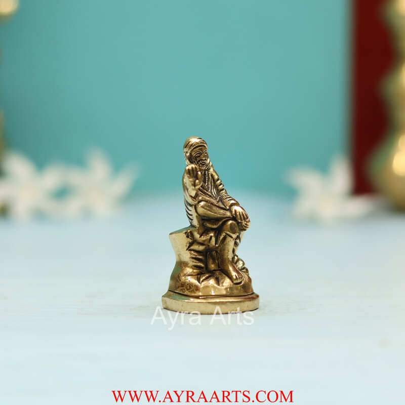 Handmade Shirdi Sai Baba Brass Statue - 2.2 Inch Height