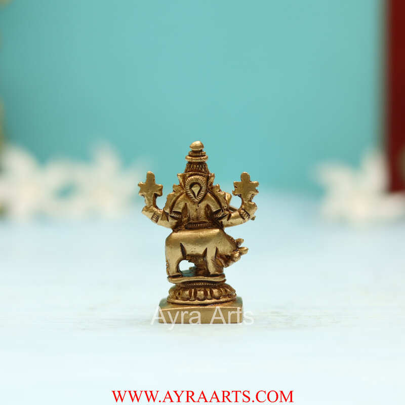 Brass Superfine Small Krishna with Cow Idol - 2 Inch Height