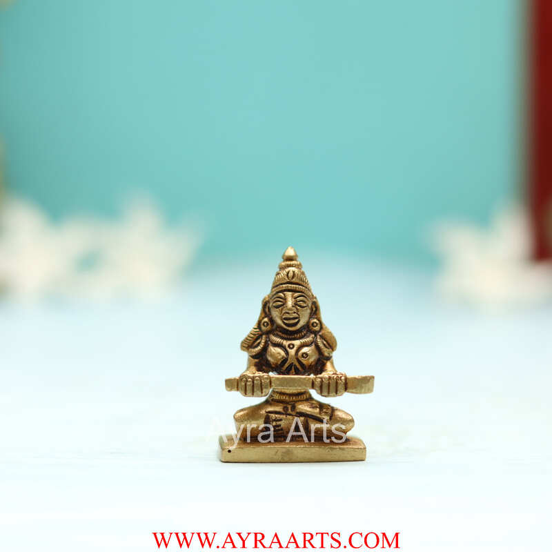 Brass Maa Annapurna/Annapoorna Devi Idol Goddess of Food  - 1.5 Inch Height