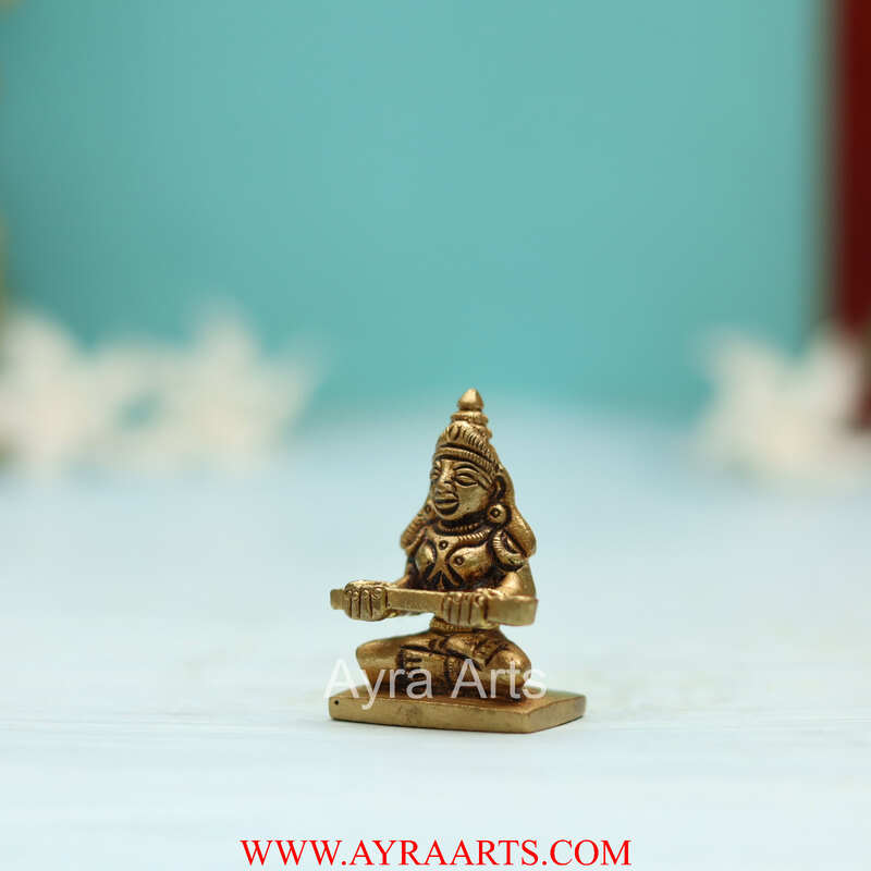 Brass Maa Annapurna/Annapoorna Devi Idol Goddess of Food  - 1.5 Inch Height