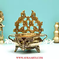 Brass Peacock Design Urli Decorative Bowl - 8 inch Height | Exquisite Brass Urli Decorative Bowl with Peacock Design for Grand Decor