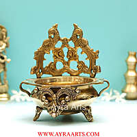 Brass Peacock Design Urli Decorative Bowl - 8 inch Height | Exquisite Brass Urli Decorative Bowl with Peacock Design for Grand Decor