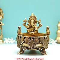 Brass Ganesh Urli - 7 inch Height | Decorative Display Piece
