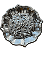 Silver plated plastic decorative plates with floral design(Pack of 5 pcs)