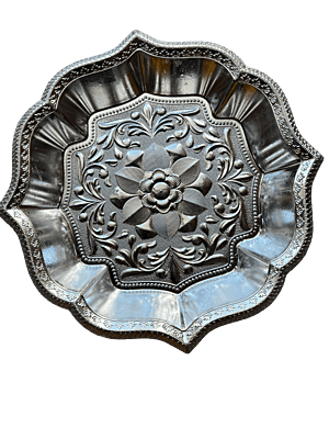 Silver plated plastic decorative plates with floral design(Pack of 5 pcs)