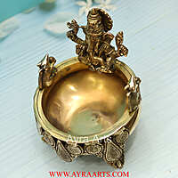 Brass Ganesh Urli - 7 inch Height | Decorative Display Piece