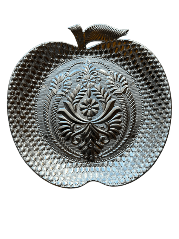 Silver plated plastic decorative plates with applefruit design(Pack of 5pcs)
