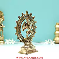 Brass Divine Dancing Shiva Sculpture Nataraja Idol - 8.5 inch Height