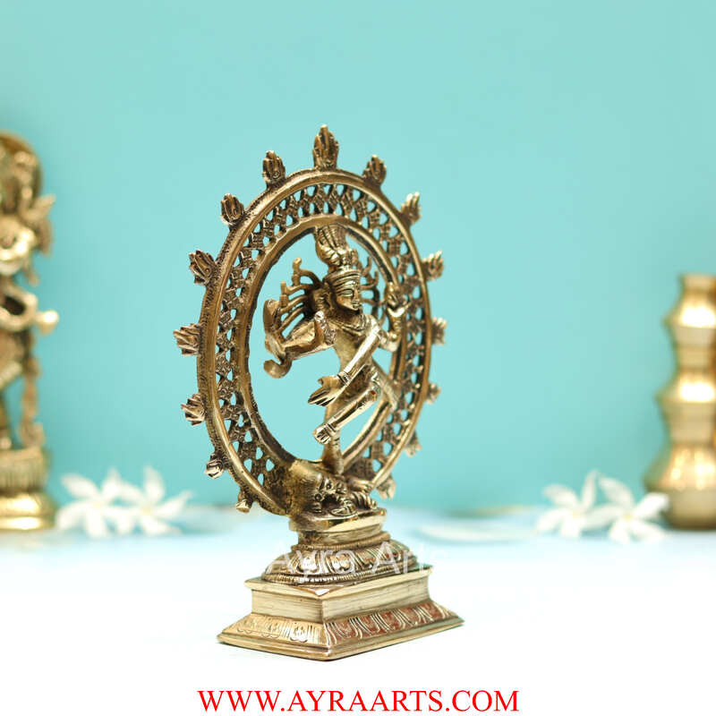 Brass Divine Dancing Shiva Sculpture Nataraja Idol - 8.5 inch Height