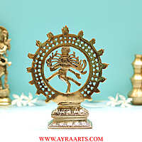 Brass Divine Dancing Shiva Sculpture Nataraja Idol - 8.5 inch Height