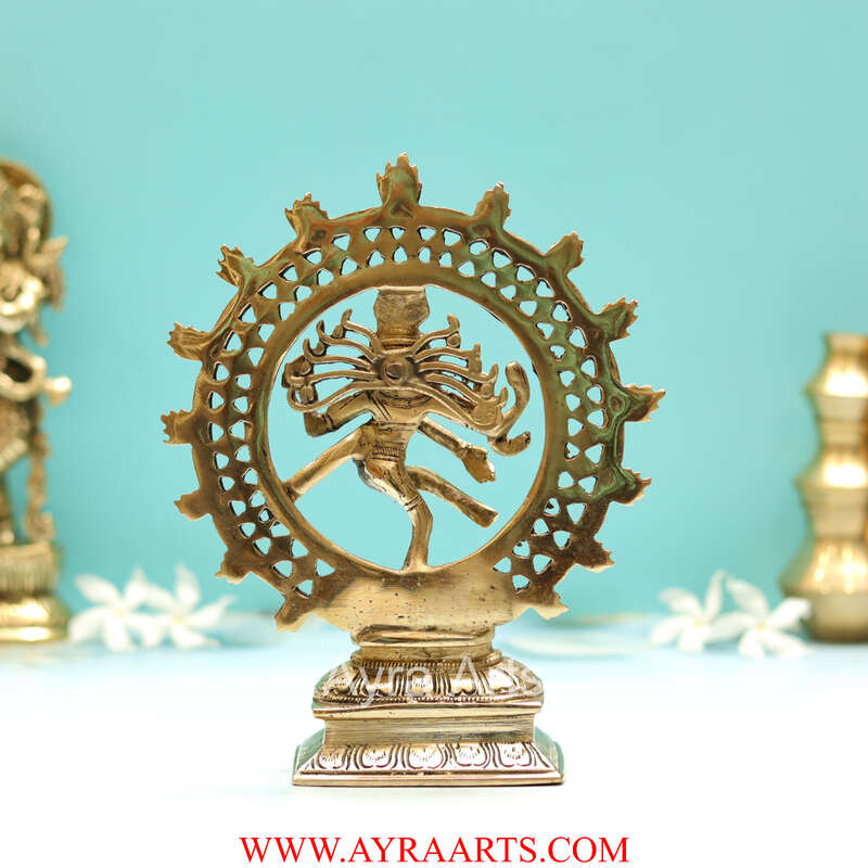 Brass Divine Dancing Shiva Sculpture Nataraja Idol - 8.5 inch Height