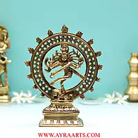 Brass Divine Dancing Shiva Sculpture Nataraja Idol - 8.5 inch Height