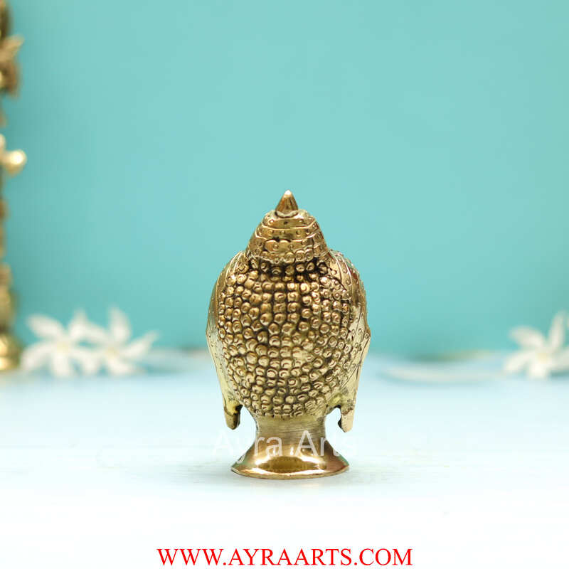 Antique Brass Buddha Head - 4.5 Inch Height