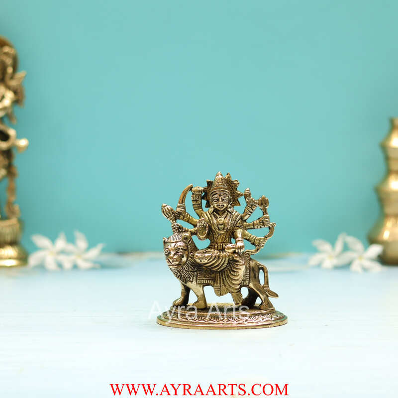 Goddess Durga idol in Brass - 4.2 Inch Height