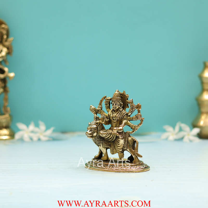 Goddess Durga idol in Brass - 4.2 Inch Height