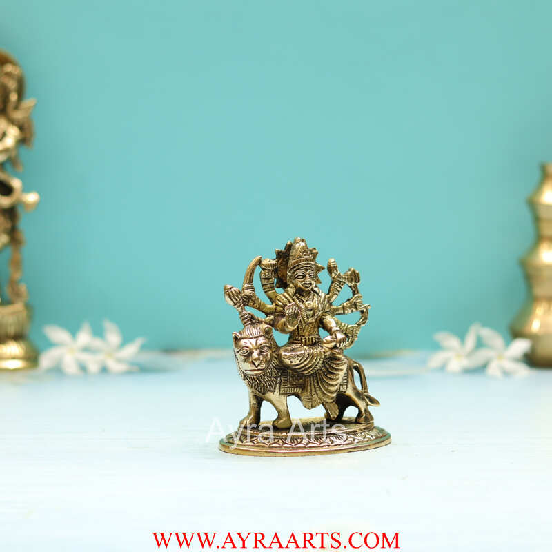 Goddess Durga idol in Brass - 4.2 Inch Height