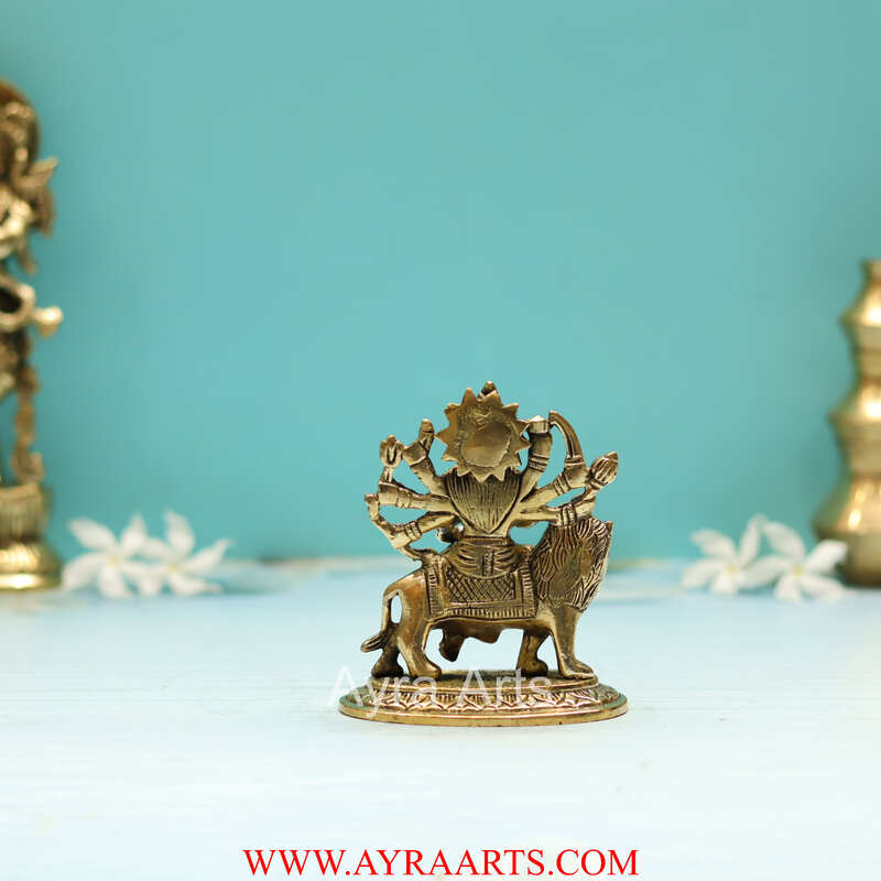 Goddess Durga idol in Brass - 4.2 Inch Height