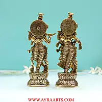 Brass Super Fine Radha Krishna Idol - 9 inch Height | Exquisite Brass Radha Krishna Statue with Fine Craftsmanship
