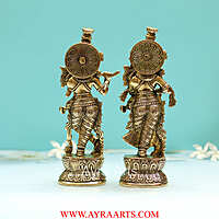 Brass Super Fine Radha Krishna Idol - 9 inch Height | Exquisite Brass Radha Krishna Statue with Fine Craftsmanship