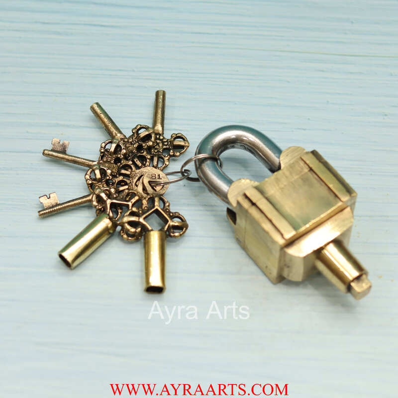 Brass 3 Keys Door Lock - 5 inch Height