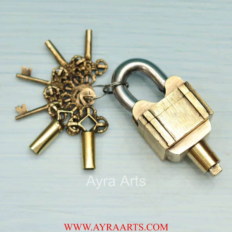 Brass 3 Keys Door Lock - 5 inch Height