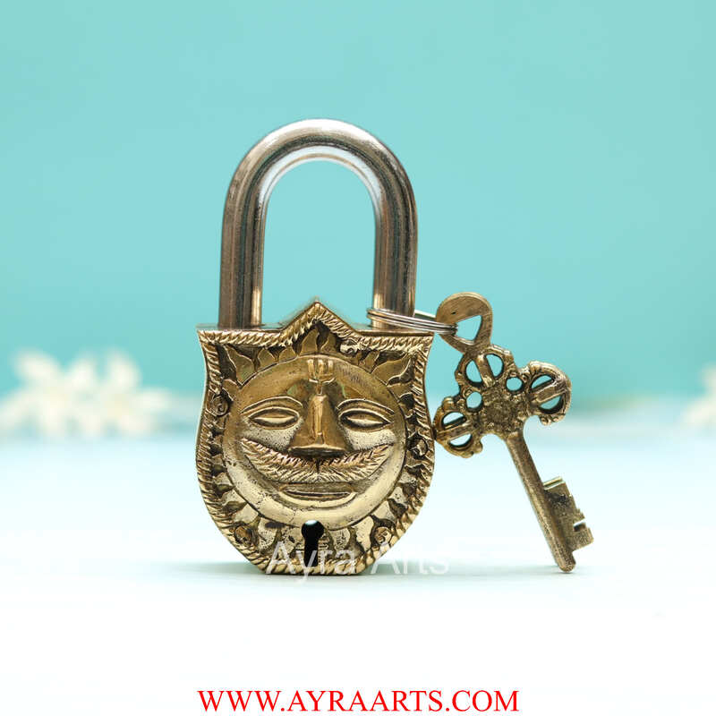 Brass Sun Surya Door Lock - 4.5 inch Height