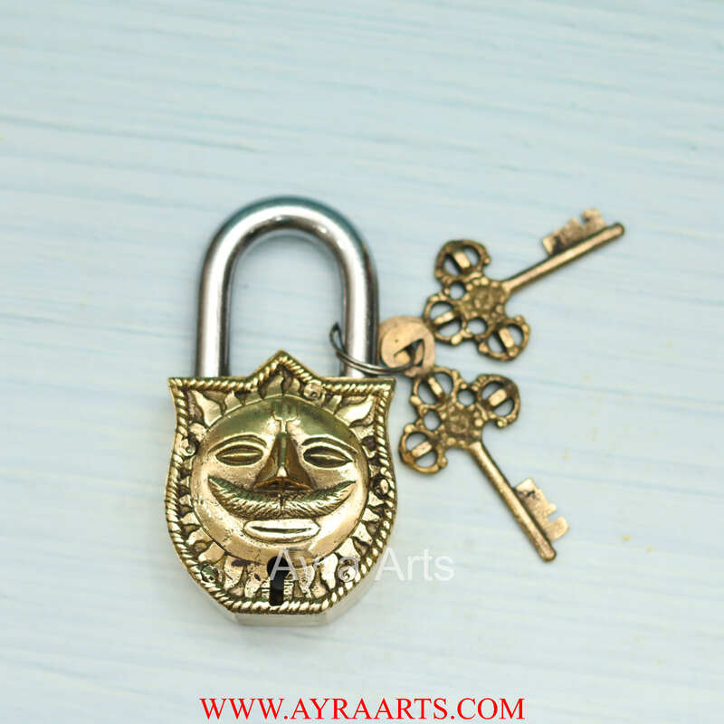 Brass Sun Surya Door Lock - 4.5 inch Height