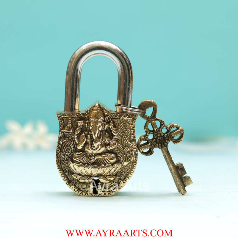 Brass Ganesha Door Lock - 4.5 inch Height