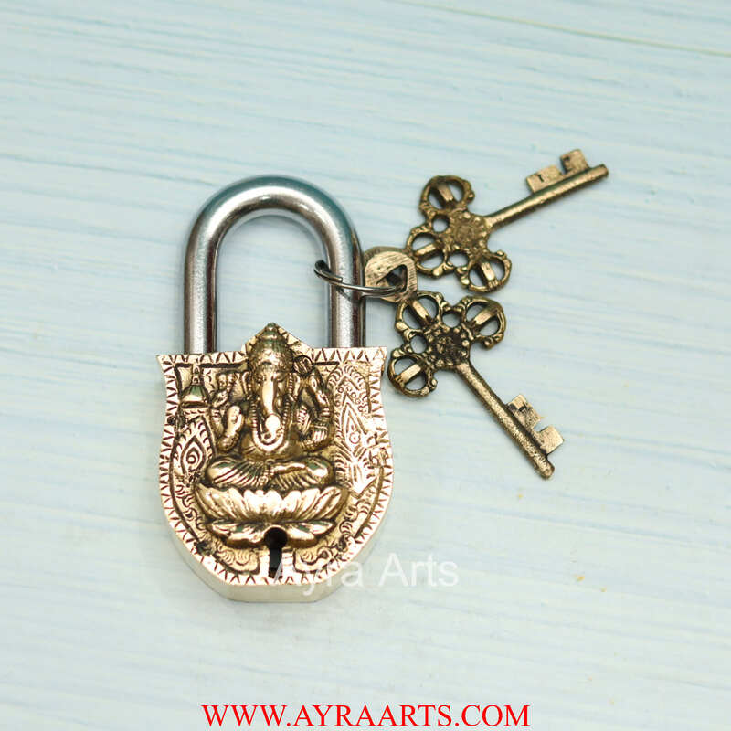 Brass Ganesha Door Lock - 4.5 inch Height