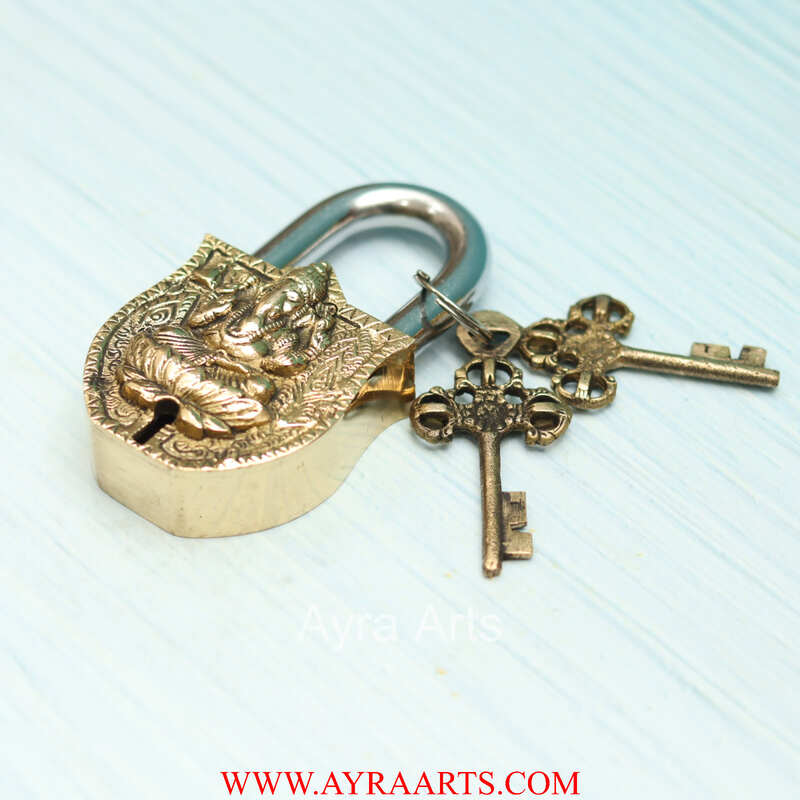 Brass Ganesha Door Lock - 4.5 inch Height
