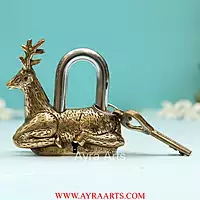 Brass Deer Design Lock - 4.5 inch Height