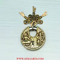 Brass Lakshmi Ganesh Door Lock - 3 inch Height