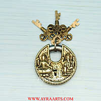 Brass Lakshmi Ganesh Door Lock - 3 inch Height
