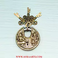 Brass Lakshmi Ganesh Door Lock - 3 inch Height