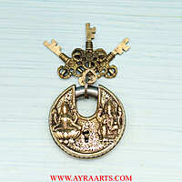 Brass Lakshmi Ganesh Door Lock - 3 inch Height