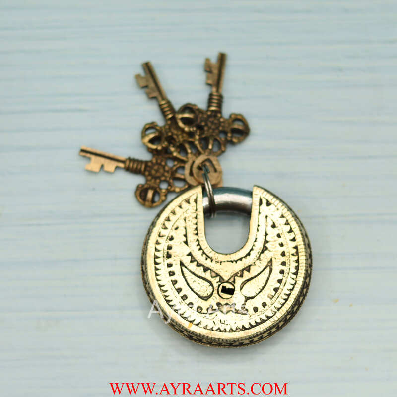 Brass Lakshmi Ganesh Door Lock - 3 inch Height